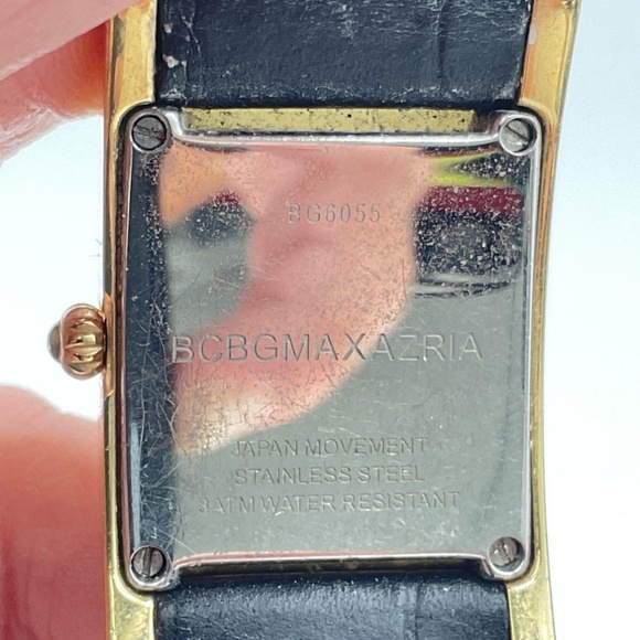 BCBGMAXAZRIA Stainless Steel Back Genuine Leather Band Watch